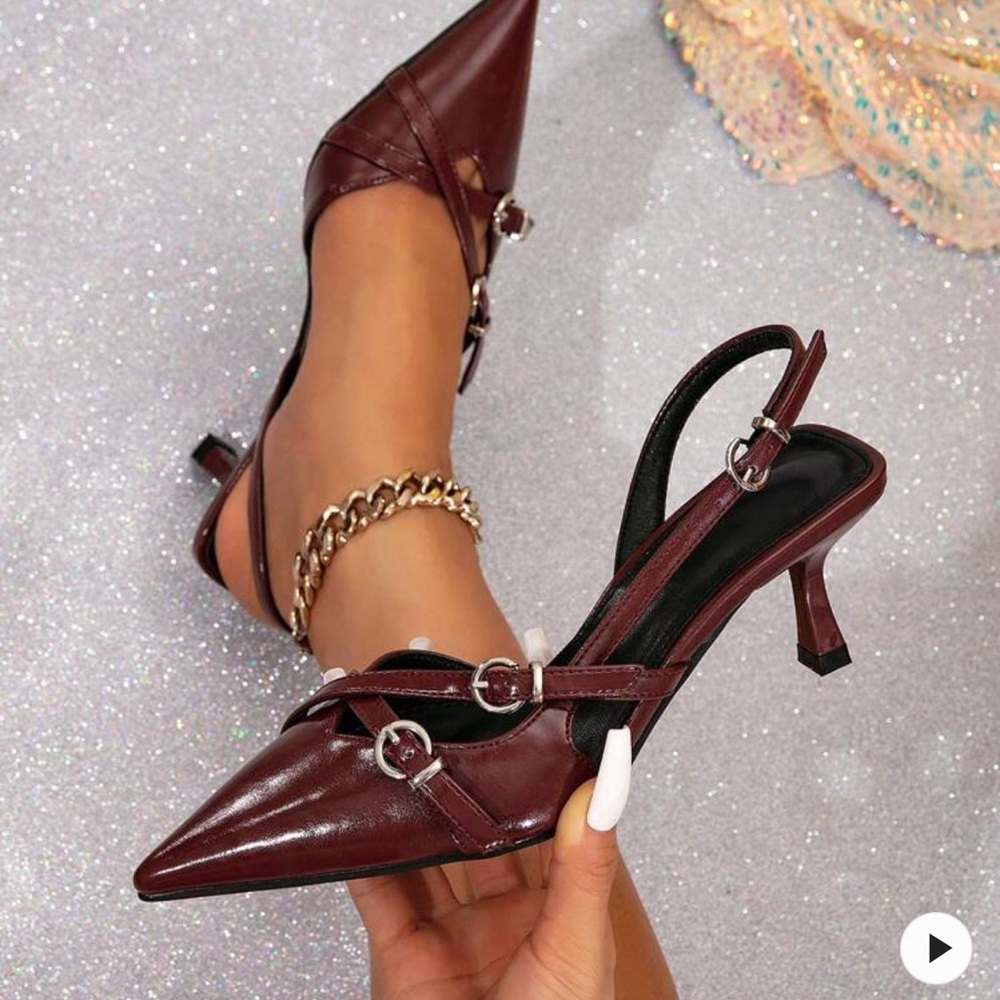 Elegant Burgundy Slingback Heels